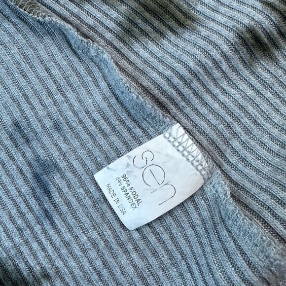 Sen Collection Tie Dye Ribbed Duster Cardigan Gray Green Size 2 Made in USA - Picture 6 of 6